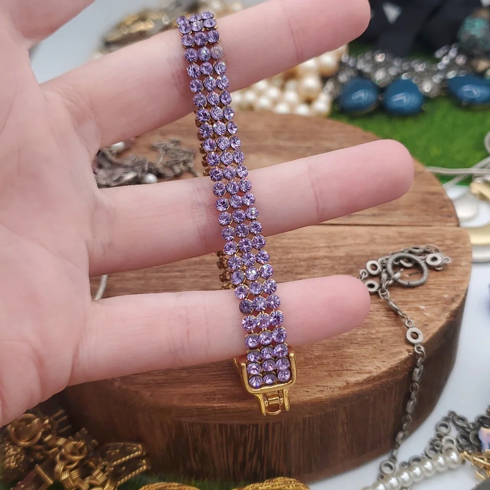 Swarovski Elegant Purple Crystal Bracelet  B3305 Missing One Stone - Picture 3 of 6